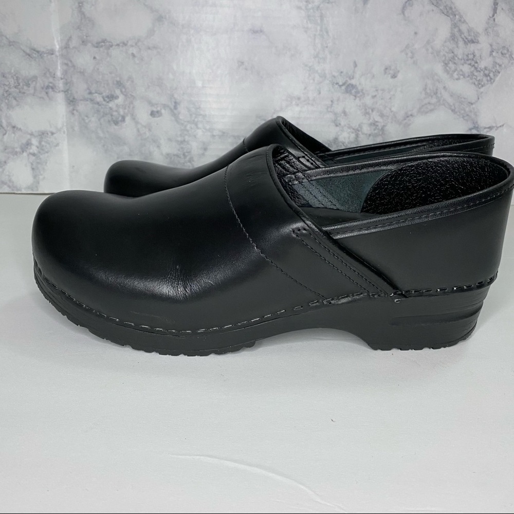 Sanita Black Leather Danish Clogs